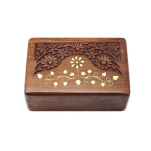 Wooden Inlay/carved Daisy Jewellery Box Small