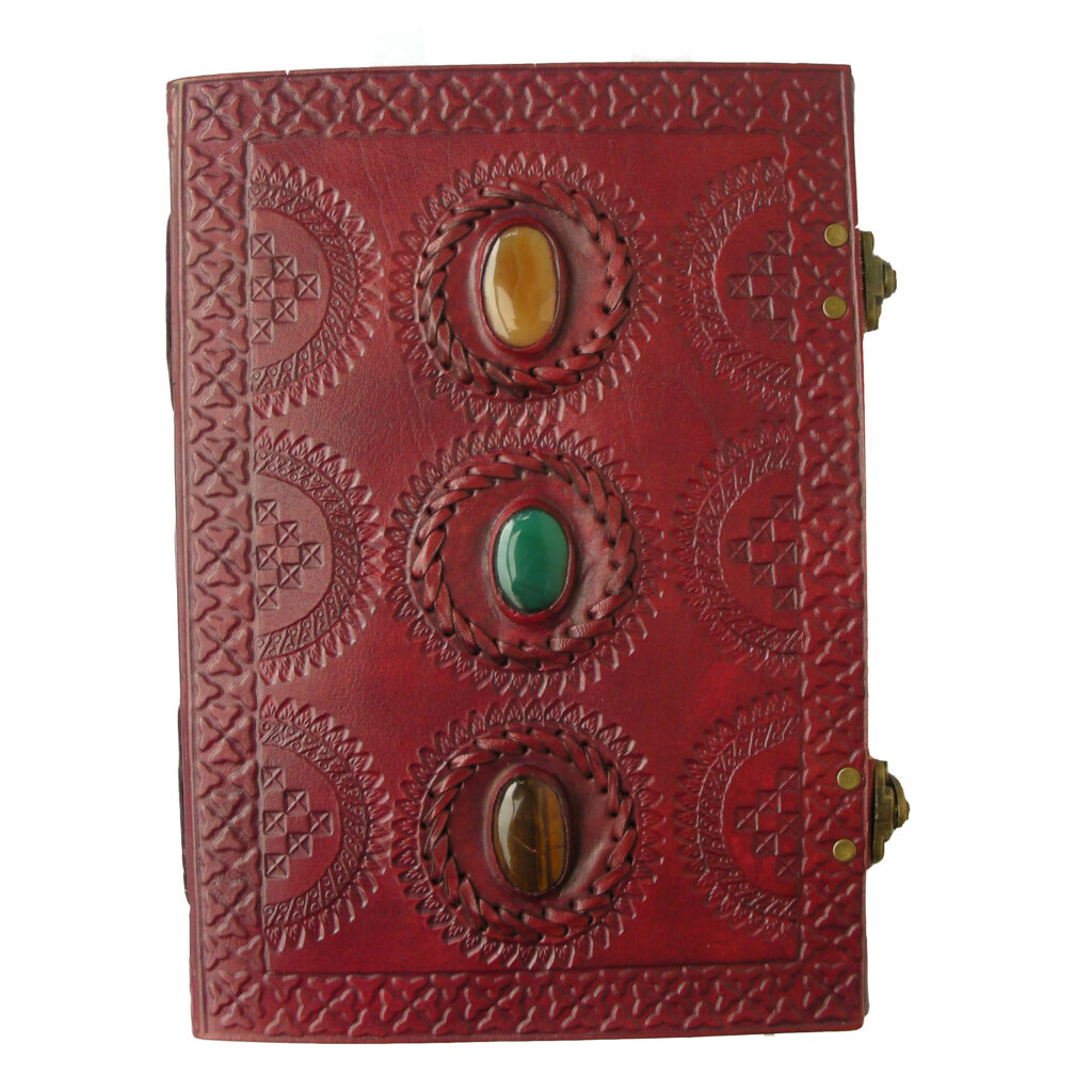Large Leather Journal - 3 Stone w/clasp