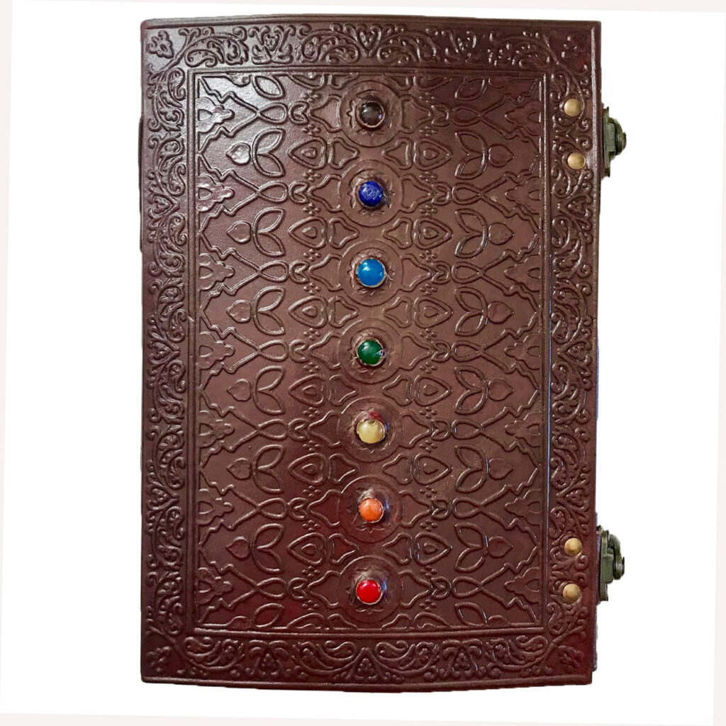 ONLY 3 LEFT - Large Leather Journal - 7 Chakra Stone