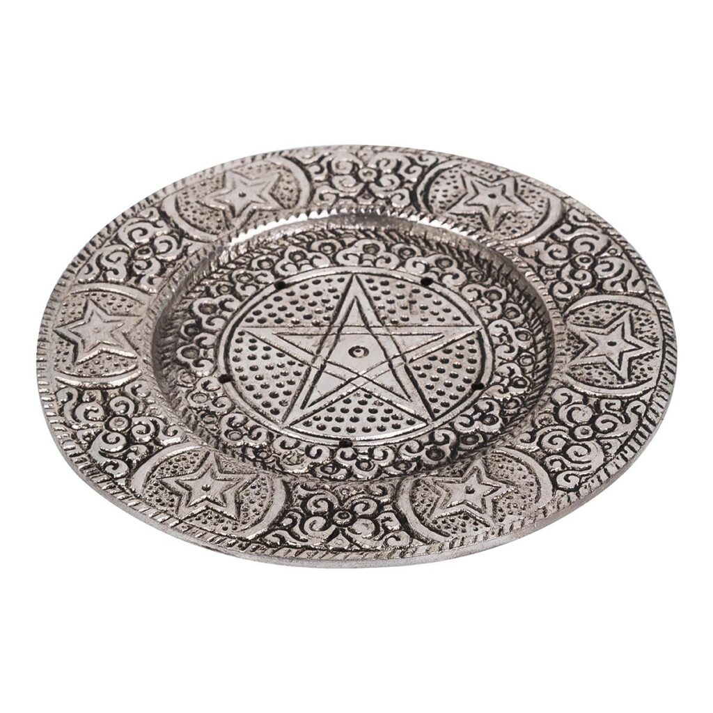 Silver Pentacle Incense Burner 12cm