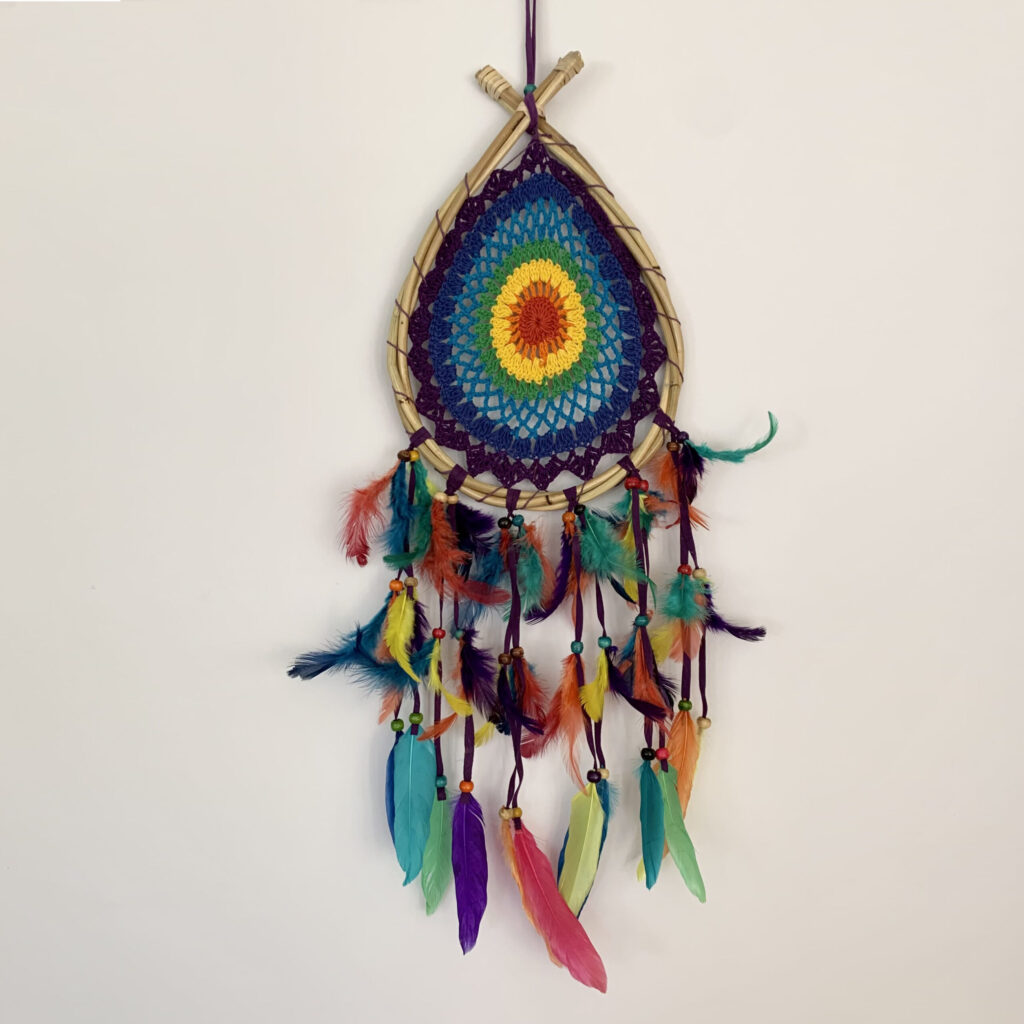 Rattan Teardrop Dreamcatcher - Rainbow