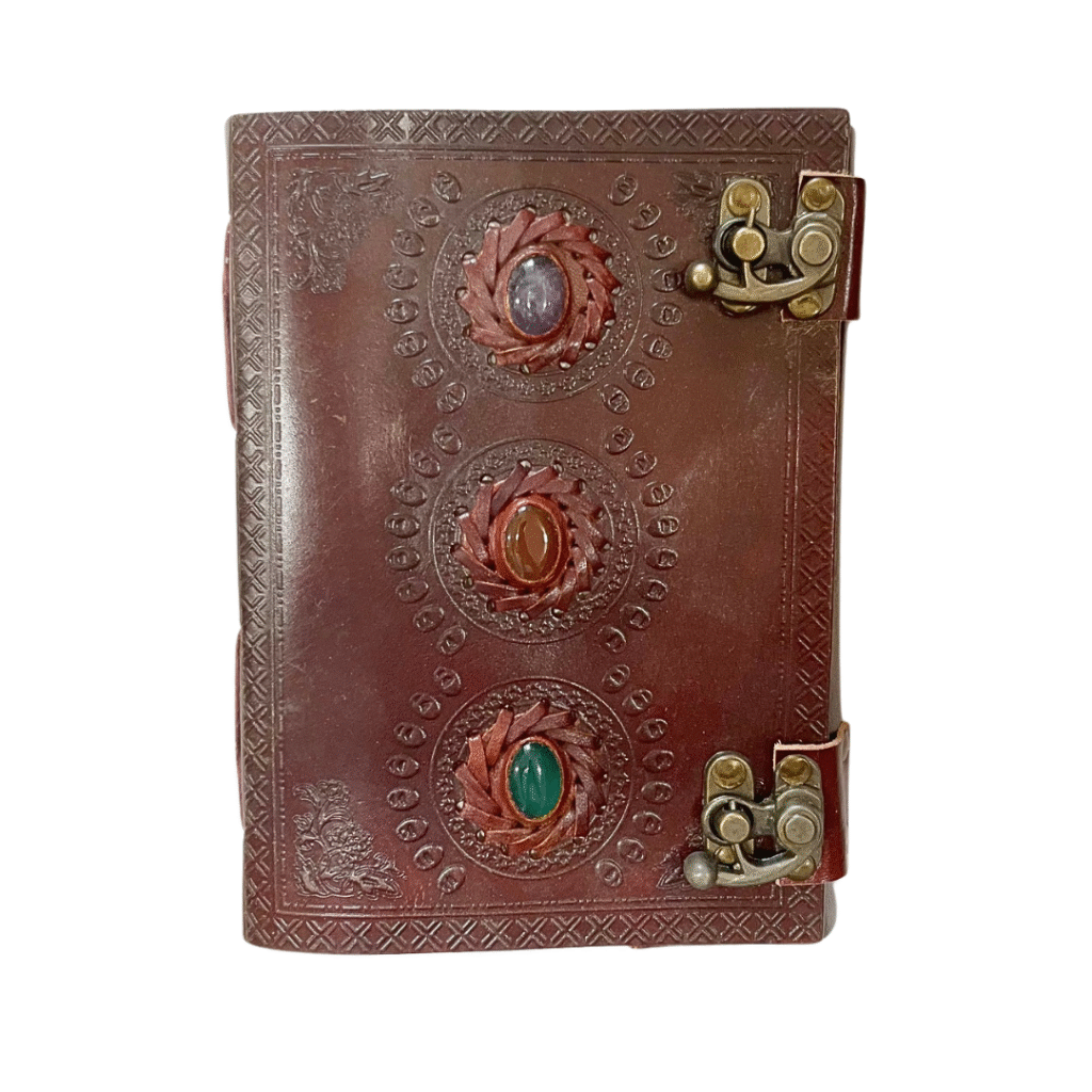 Medium Leather Journal - 3 Stone with Clasp
