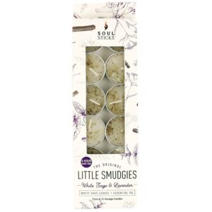Smudge Soy T-Light Candle (12pk) - White Sage & Lavender