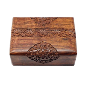 Jewellery Box - Wooden Carved Stripe Daisy