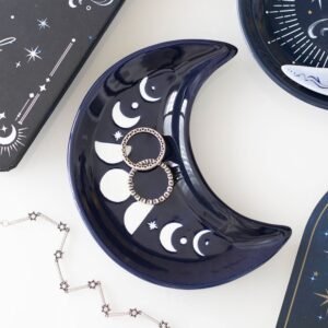 Ceramic Trinket Dish - Blue Crescent Moon Phases