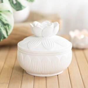 Ceramic Trinket Dish - White Lotus