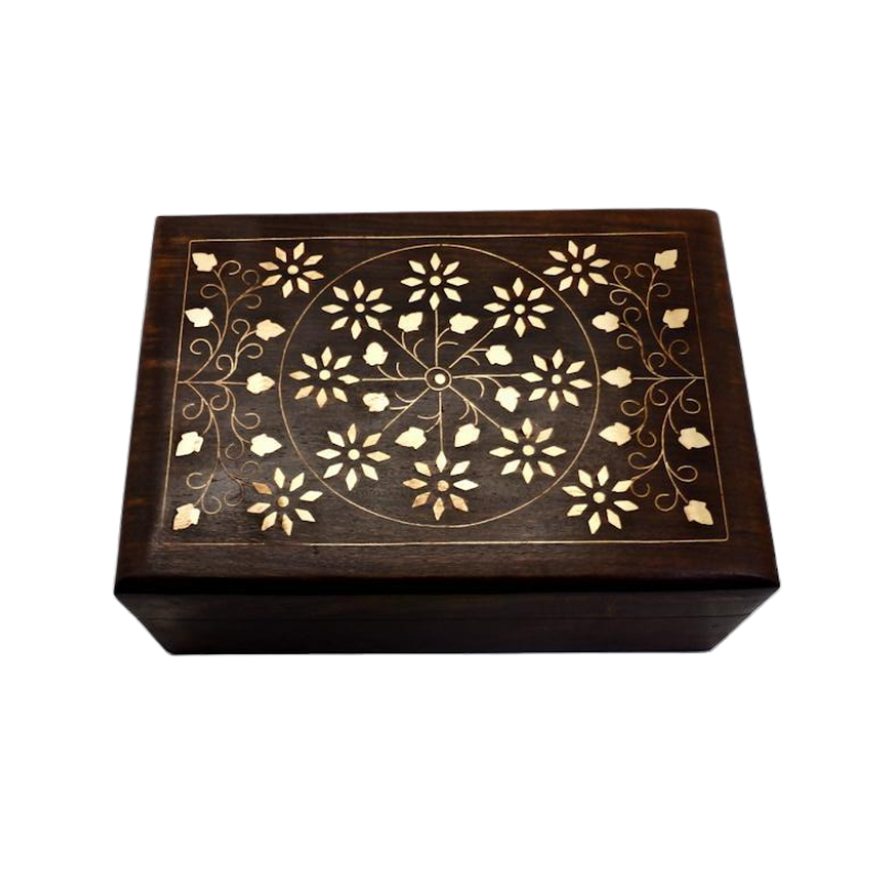 Jewellery Box - Wooden Inlay Flower Mandala