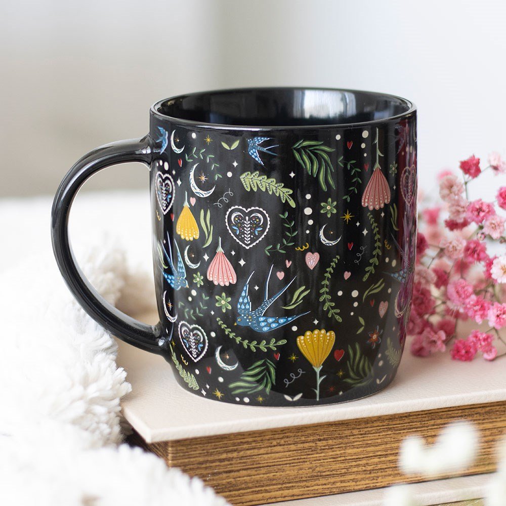 Ceramic Mug - Midnight Bloom Black