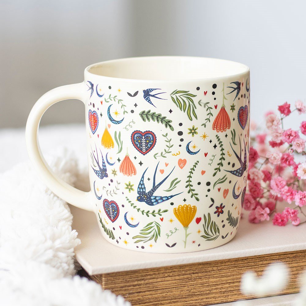 Ceramic Mug - Midnight Bloom Cream